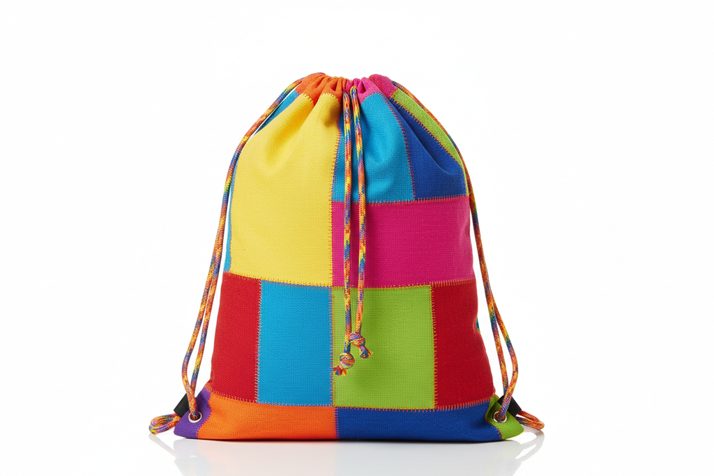 Reusable string backpack in bright colors