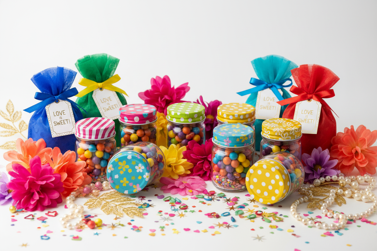 Fun and colorful wedding party favors